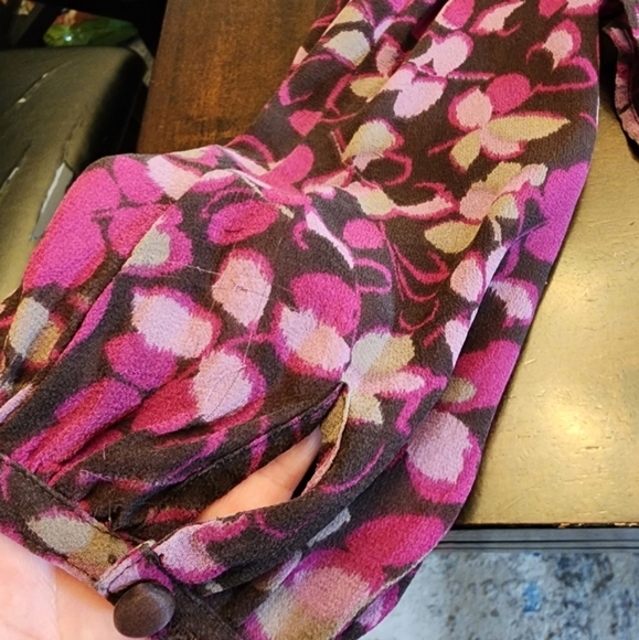 J. Jill silk blouse. Long sleeve.  Brown purple floral.  Size XS. - Picture 15 of 15